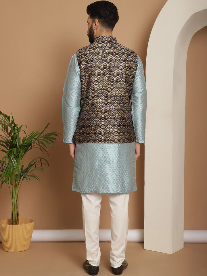 Motif Etnik Anouk Bersulam Kurta Biasa Sutera Jacquard Lurus dengan Churidar