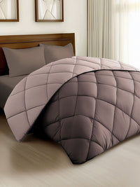 Story@home Browm & Beige Solid Reversible 240 GSM Heavy Winter Double Bed Comforter