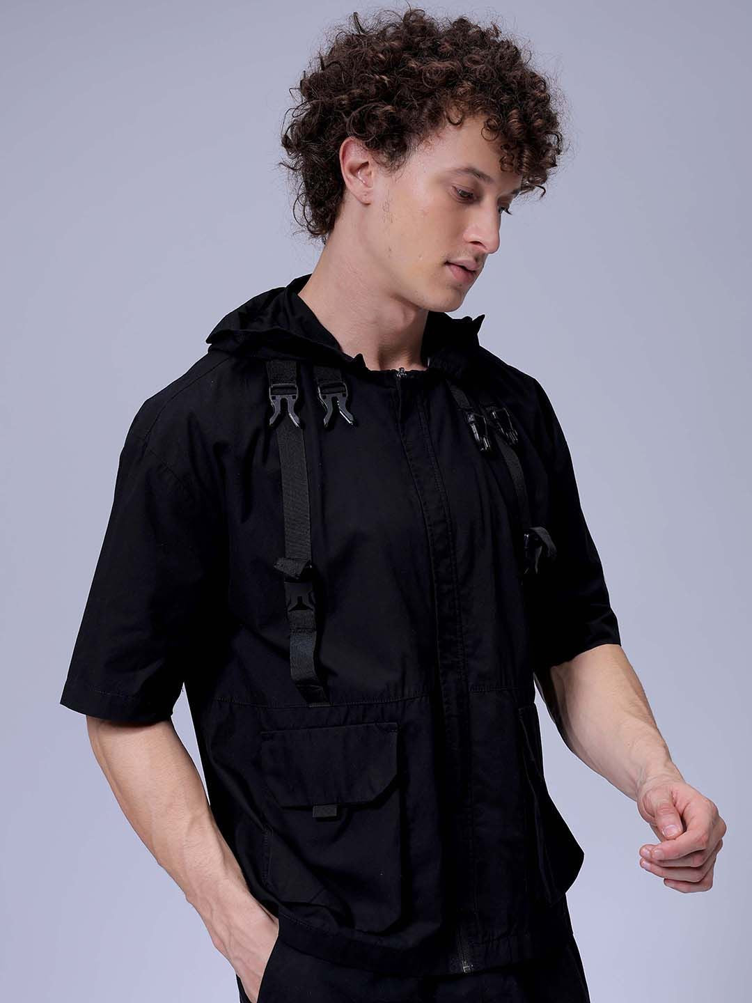The Indian Garage Co Men Boxy Fit Hood Solid Cotton Casual Shirt