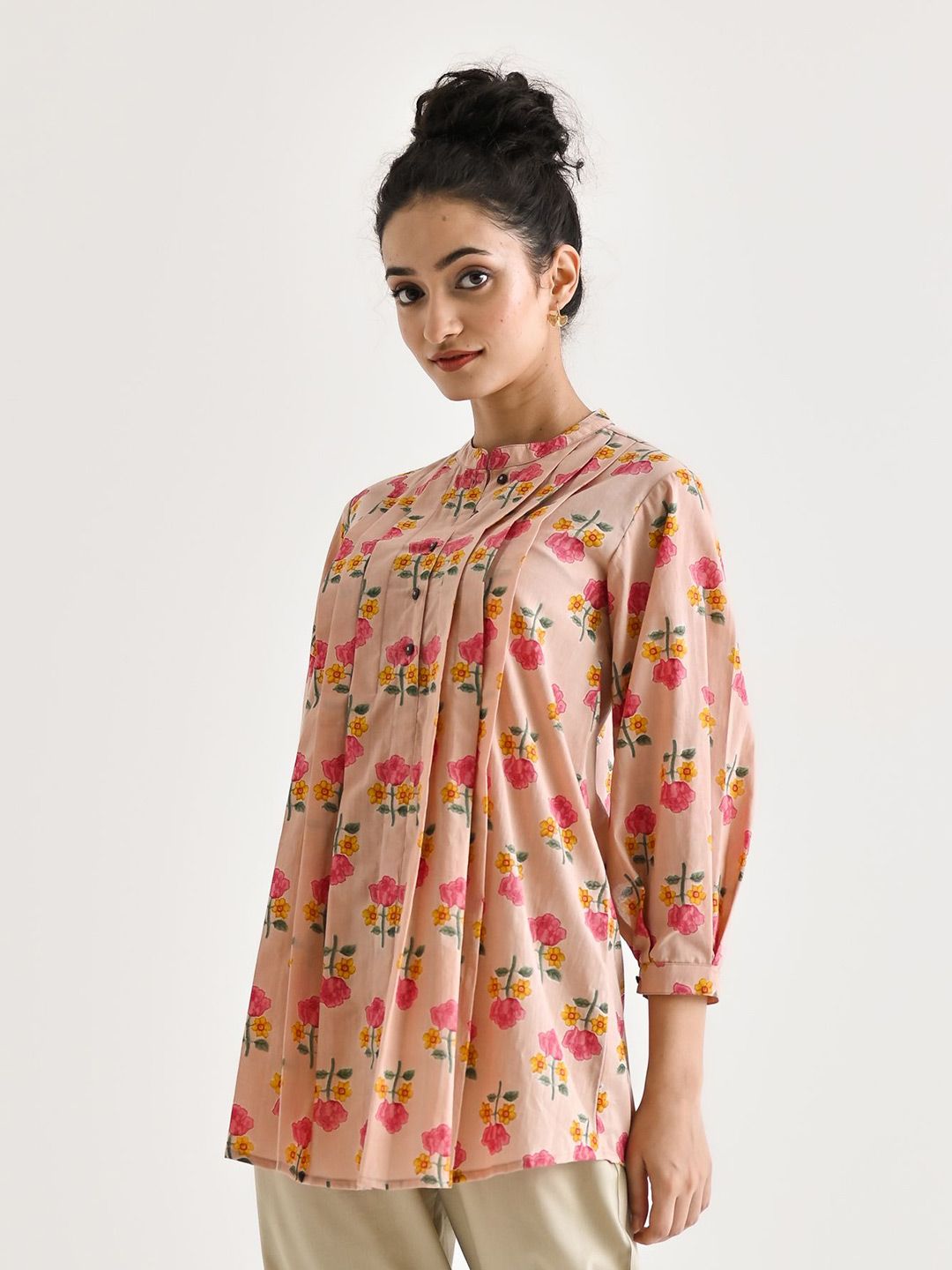 Rustorange Floral Printed Pure Cotton Kurti
