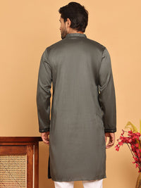 Jompers Floral Embroidered Mandarin Collar Mirror Work Straight Kurta