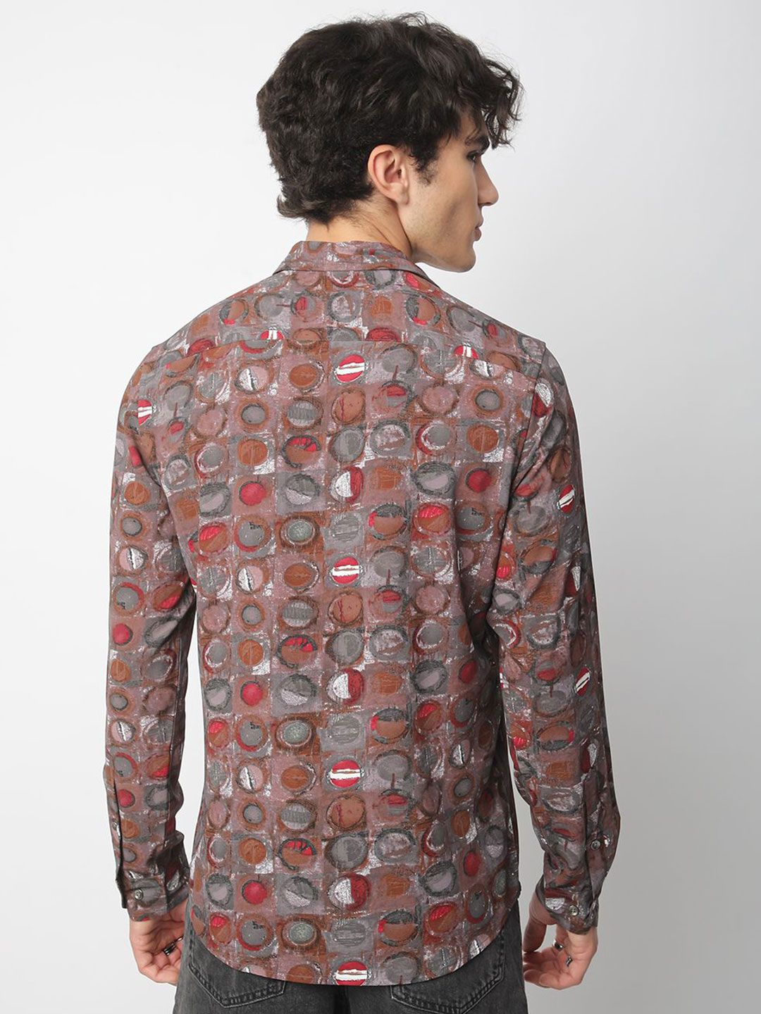 VASTRADO Men Classic Spread Collar Abstract Printed Slim Fit Casual Shirt