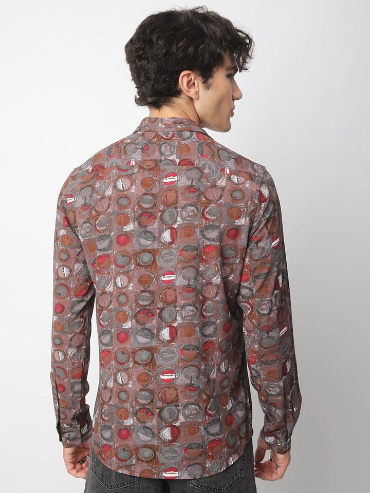 VASTRADO Men Classic Spread Collar Abstract Printed Slim Fit Casual Shirt