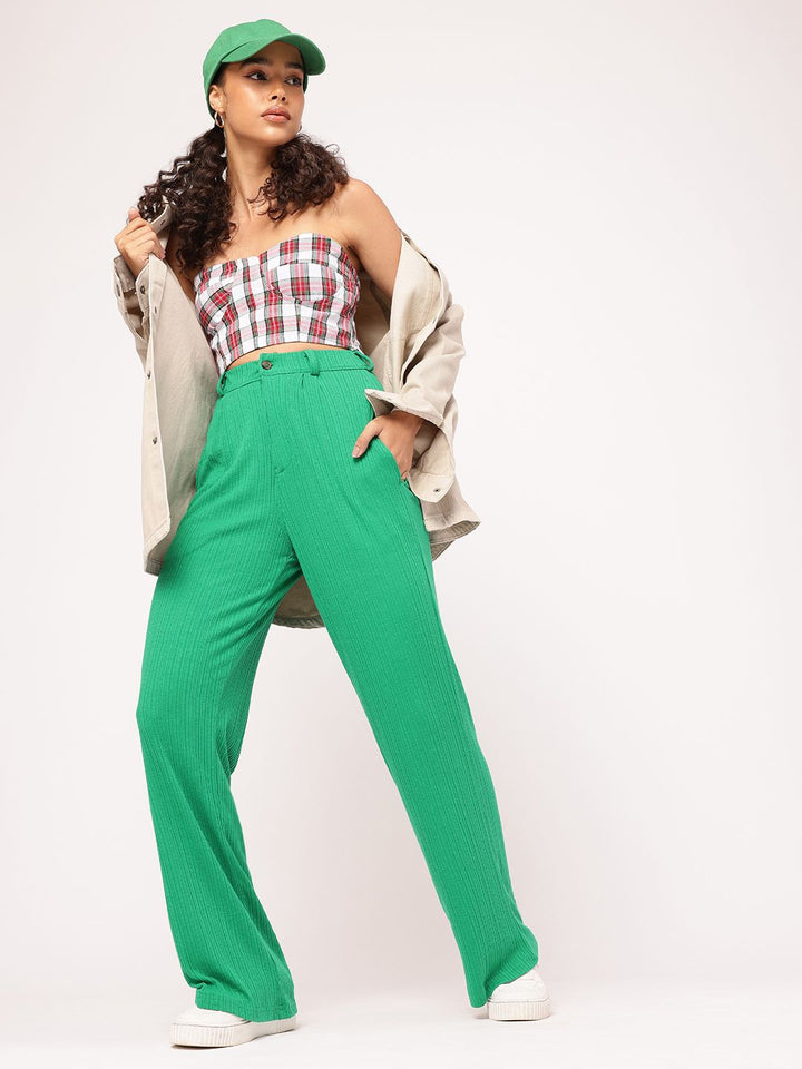 DressBerry Women Weekend Warrior Self Striped Trouser