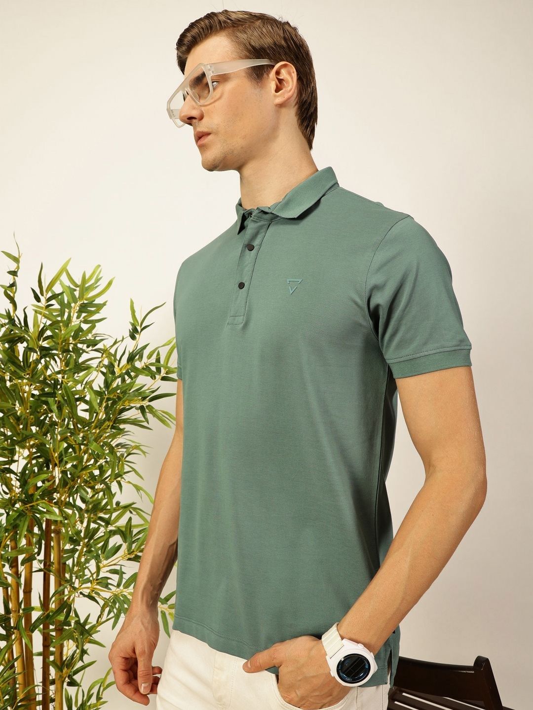 Thomas Scott Men Solid Polo Collar Pure Cotton T-shirt