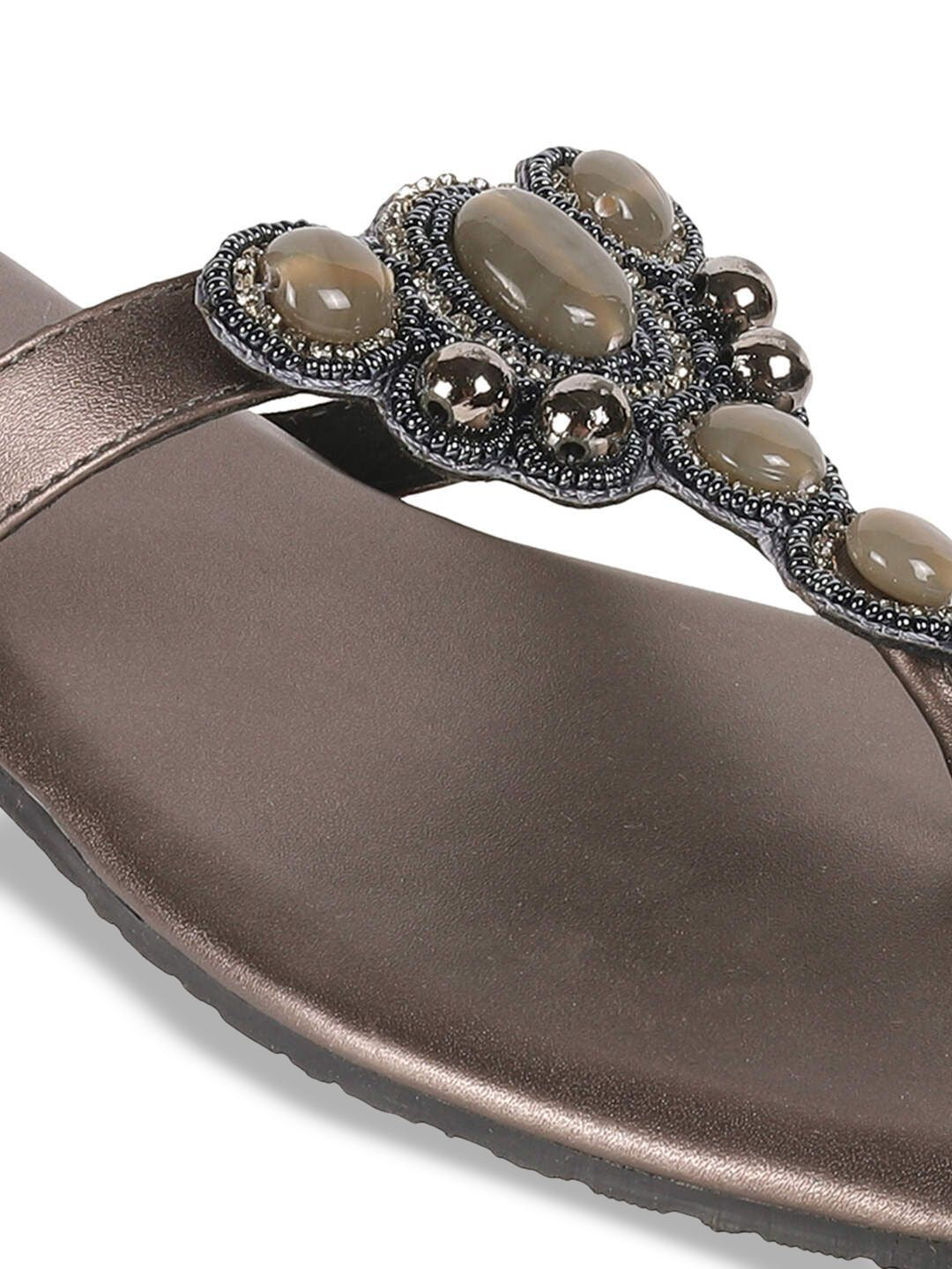 Metro Women Embellished T-Strap Flats