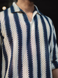 Powerlook Men Spread Collar Vertical Striped Casual Shirt