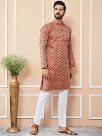See Designs Ethnic Motifs Woven Design Long Sleeves Regular Straight Kurta & Pyjama
