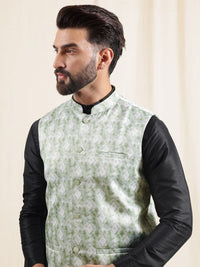 Anouk Mandarin Collar Straight Kurta With Pyjamas & Nehru Jacket