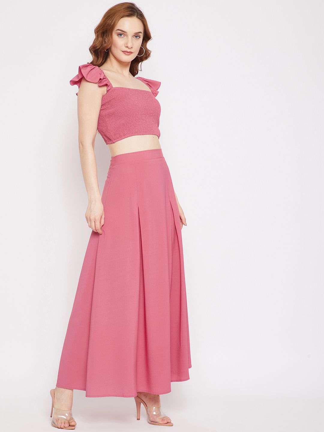 Berrylush Crop Top & Flared Maxi Skirt Co-Ord Set