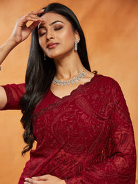 kasee Floral Embroidered Pure Georgette Saree