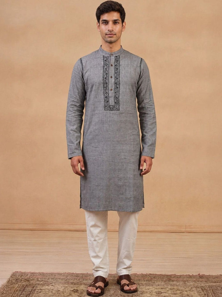 Kurta Kerja Benang Sulam Lelaki Rumah Chikankari
