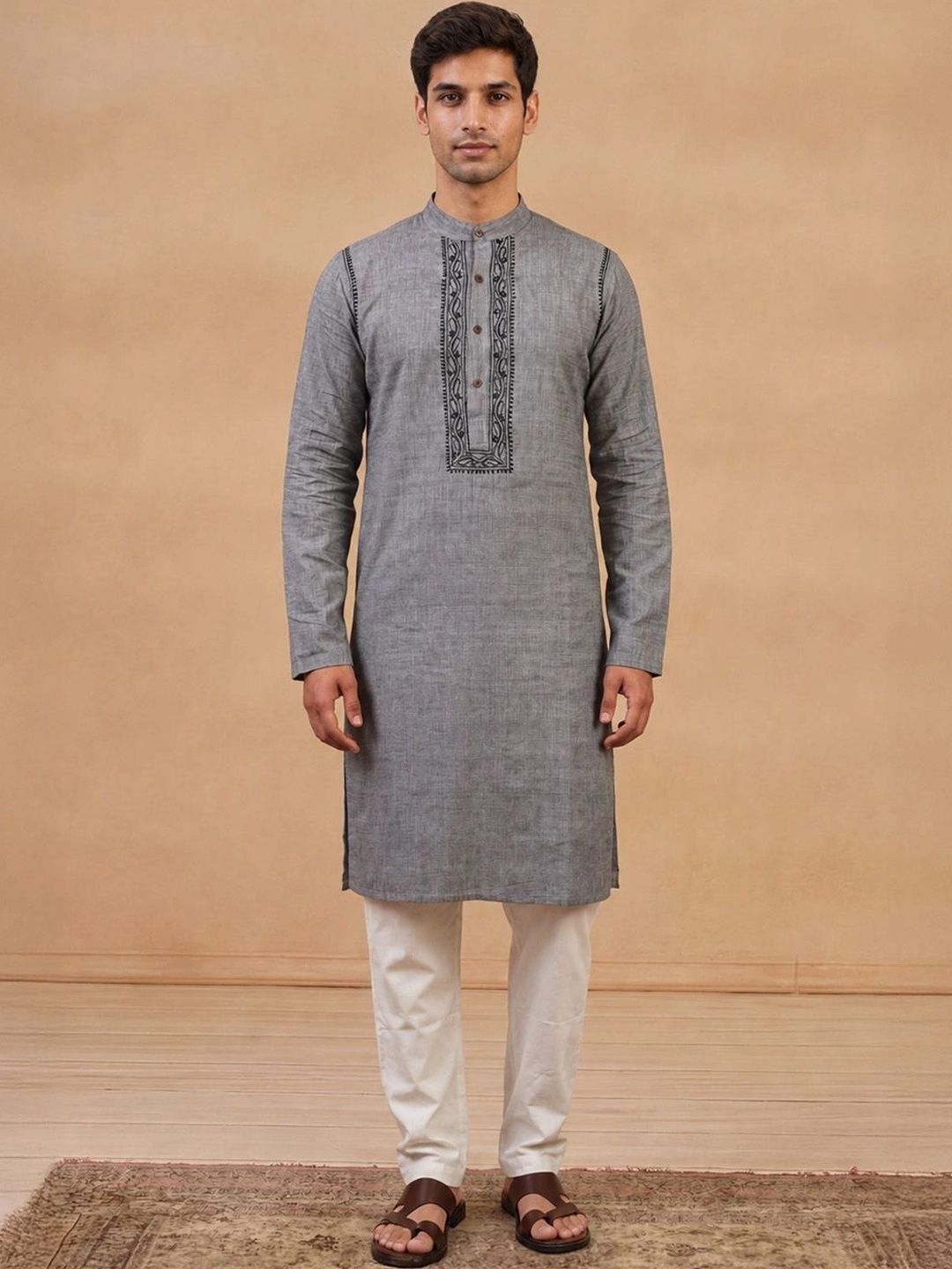 Kurta Kerja Benang Sulam Lelaki Rumah Chikankari