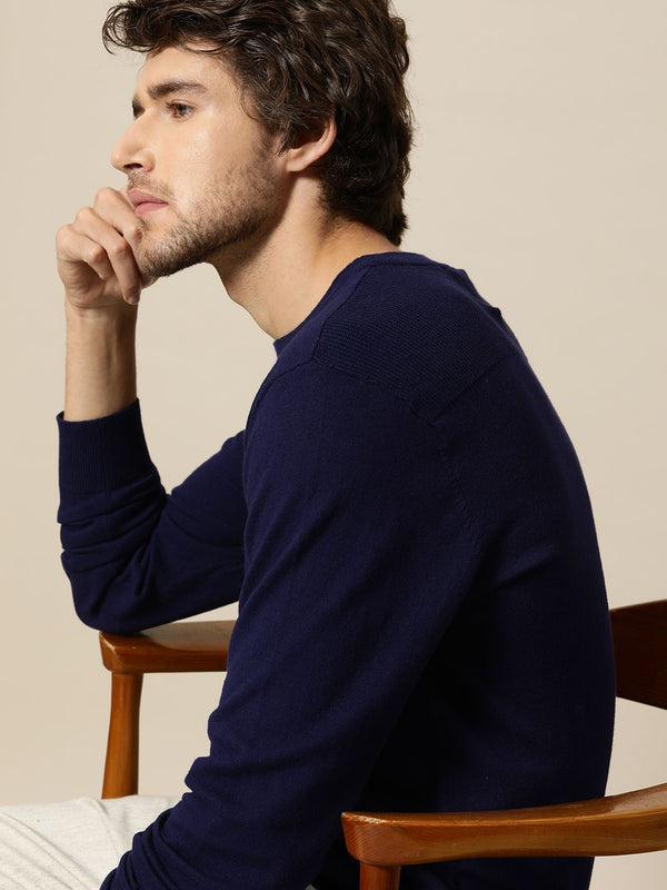 Mr Bowerbird Men Dark Blue Round Neck T-shirt