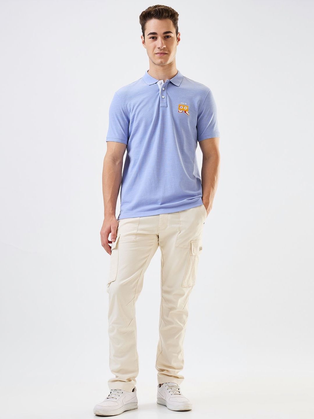 SPYKAR Men Graphic Printed Polo Collar Cotton Slim Fit T-shirt