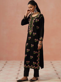 Rumah Wanita Chikankari Kerja Benang Sulam Bunga Kurta Bunga