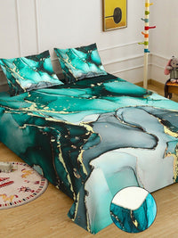 Myntra Elegant Homes Green 300 TC King Bedsheet with 2 Pillow Covers