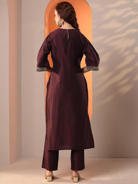 Gerua By Libas Women Floral Yoke Design Pleated Regular Kurta with Trousers