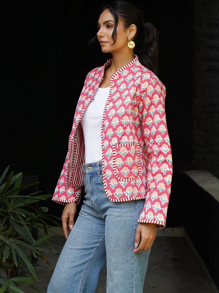 House of Chikankari Women Floral Quilted Jacket