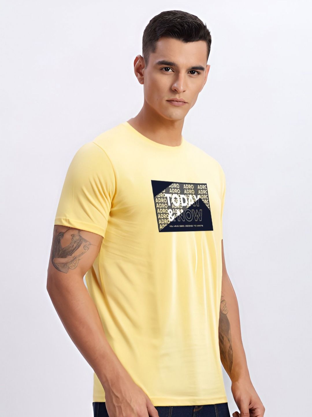 ADRO Typography Printed Round Neck Cotton T-shirt