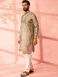 Anouk Ethnic Motifs Printed Mandarin Collar Cotton Silk Straight Kurta