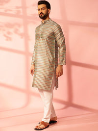 Anouk Ethnic Motifs Printed Mandarin Collar Cotton Silk Straight Kurta
