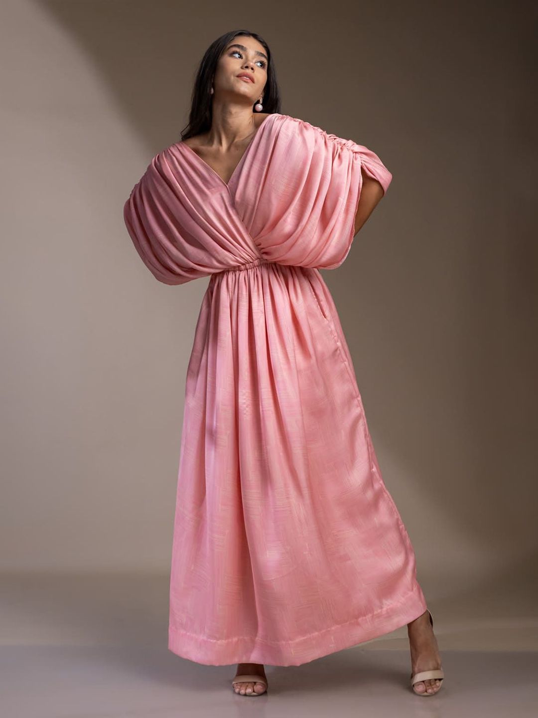 Mamicha Print Puff Sleeve Georgette Maxi Dress