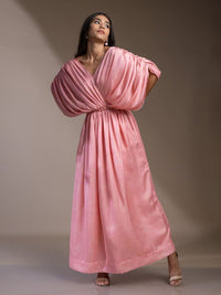 Mamicha Print Puff Sleeve Georgette Maxi Dress