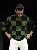 Powerlook Men Checked Round Neck T-shirt