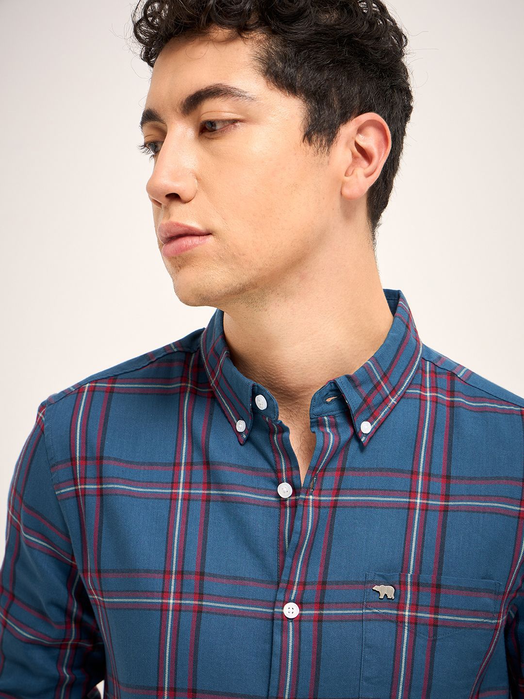 THE BEAR HOUSE Men Tartan Checked Slim Fit Casual Shirt