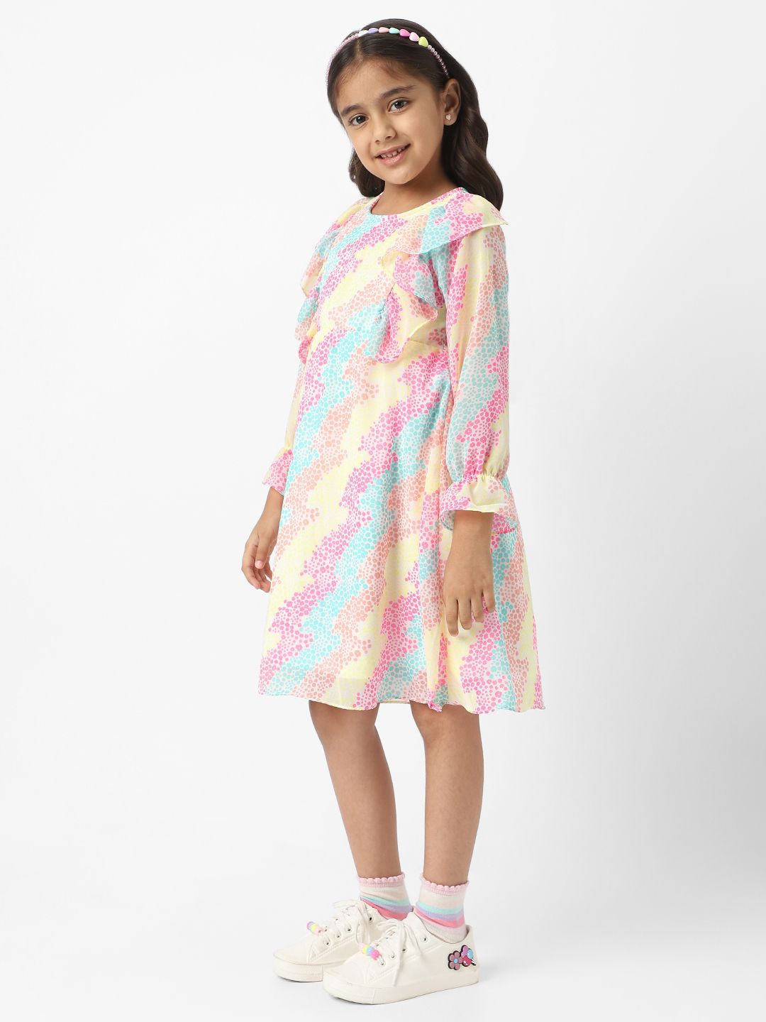 Nauti Nati Girls Bell Sleeve Ruffled A-Line Dress