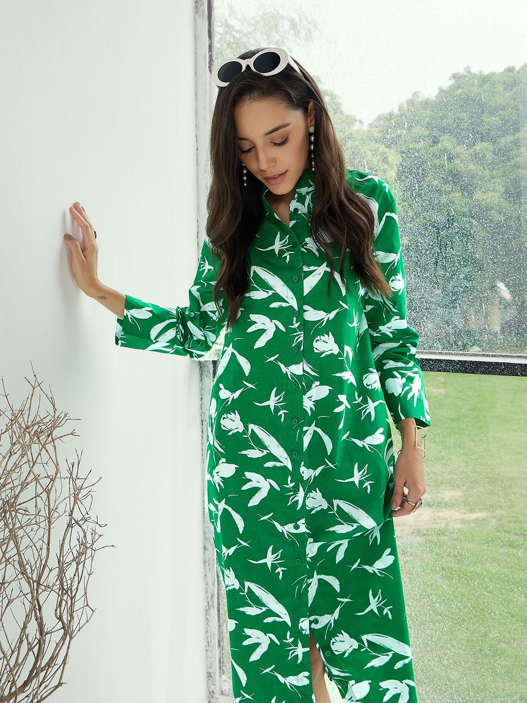 Pink Paprika by SASSAFRAS Conversational Print Shirt Midi Dress