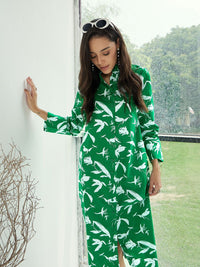 Pink Paprika by SASSAFRAS Conversational Print Shirt Midi Dress