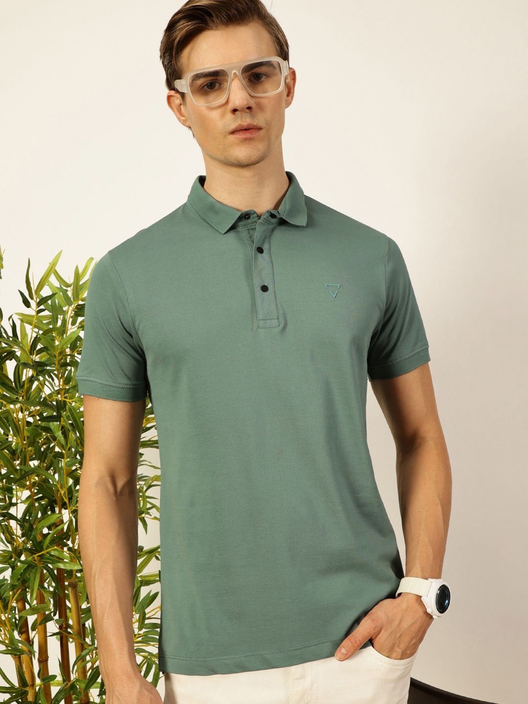 Thomas Scott Men Solid Polo Collar Pure Cotton T-shirt