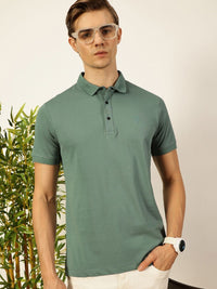 Thomas Scott Men Solid Polo Collar Pure Cotton T-shirt