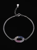 PANASH 925 Sterling Silver Rhodium-Plated Cubic Zirconia Studded Multistrand Bracelet