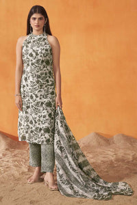 Anouk Floral Printed Round Neck Straight Kurta with Trousers And Dupatta
