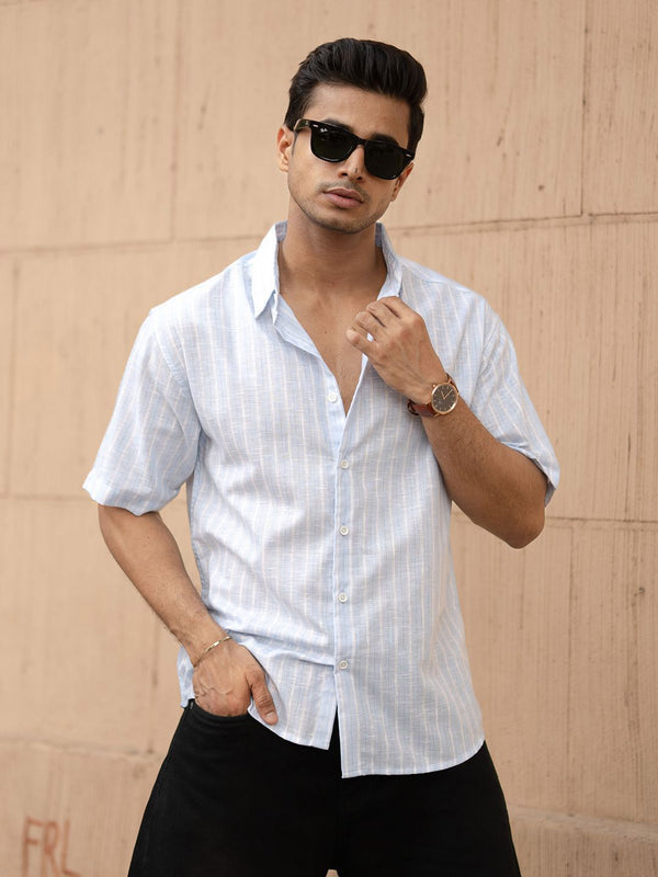 Powerlook Men Striped Oversized Drop-Shoulder Sleeves Casual Shirt