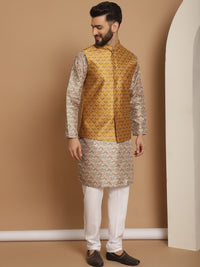 Anouk Striped Regular Jacquard Thread Work Straight Kurta with Churidar