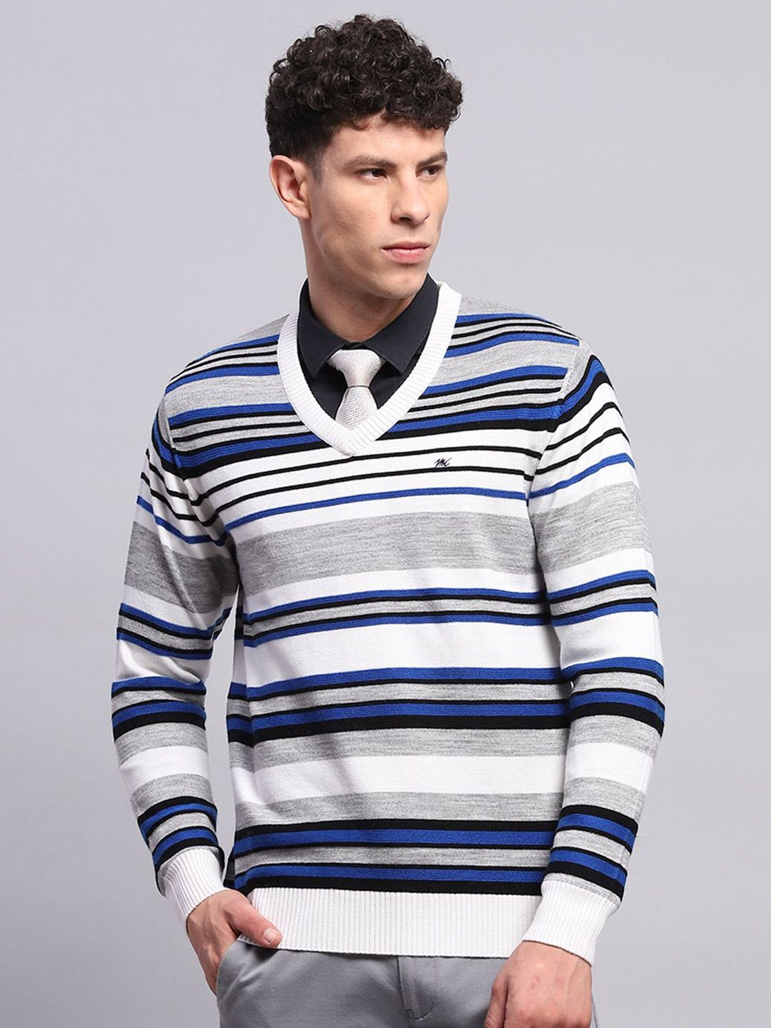 Monte Carlo Men Striped Woolen Pullover