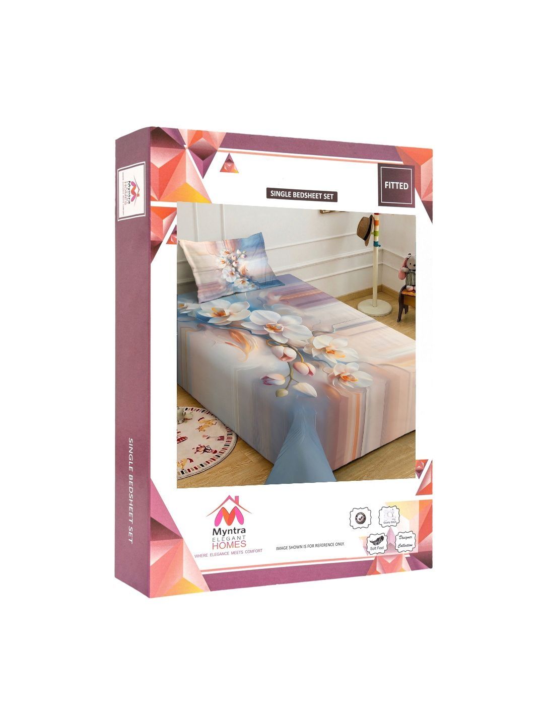 Myntra Elegant Homes Multicoloured Floral 300 TC Single Bedsheet with 1 Pillow Covers