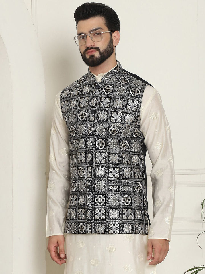 SOJANYA LUXE Jaket Nehru Kolar Mandarin Sulam Lelaki