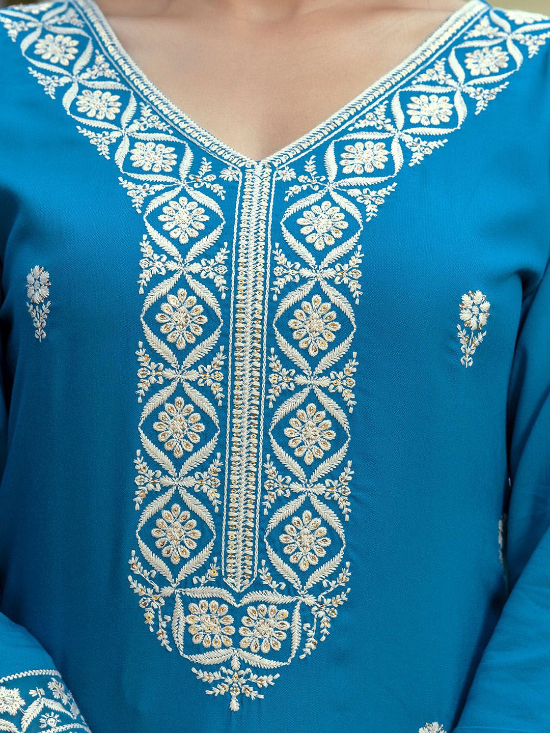 KALINI Women Ethnic Motifs Embroidered Regular Sequinned Kurta