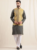 Anouk Men Floral Printed Kurta with Pyjamas & Nehru Jacket