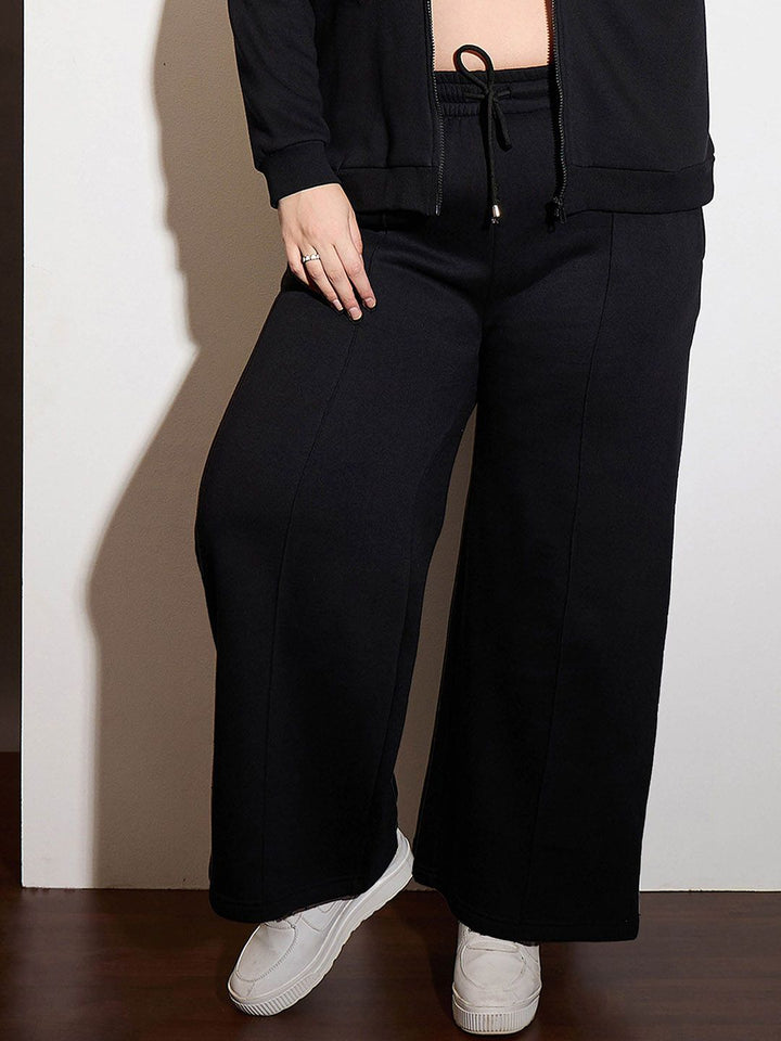 SASSAFRAS Curve Women Plus Size Mid-Rise Track Pants