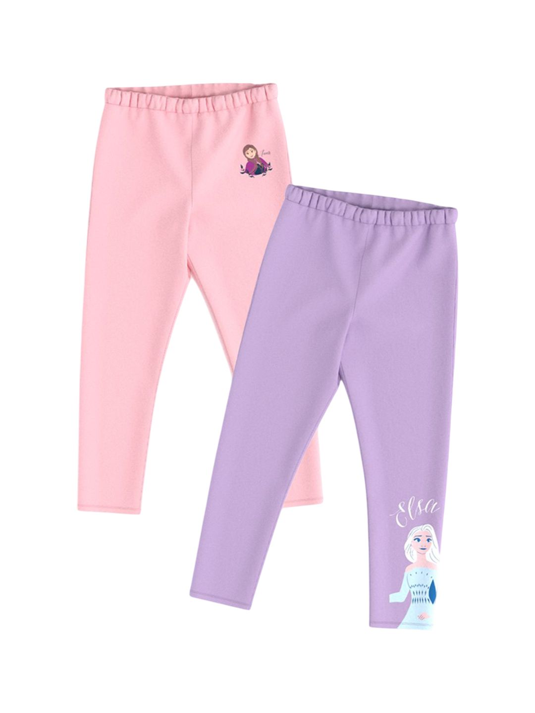 NautiNati Girls Pack of 2 Disney Frozen Print Cotton Leggings