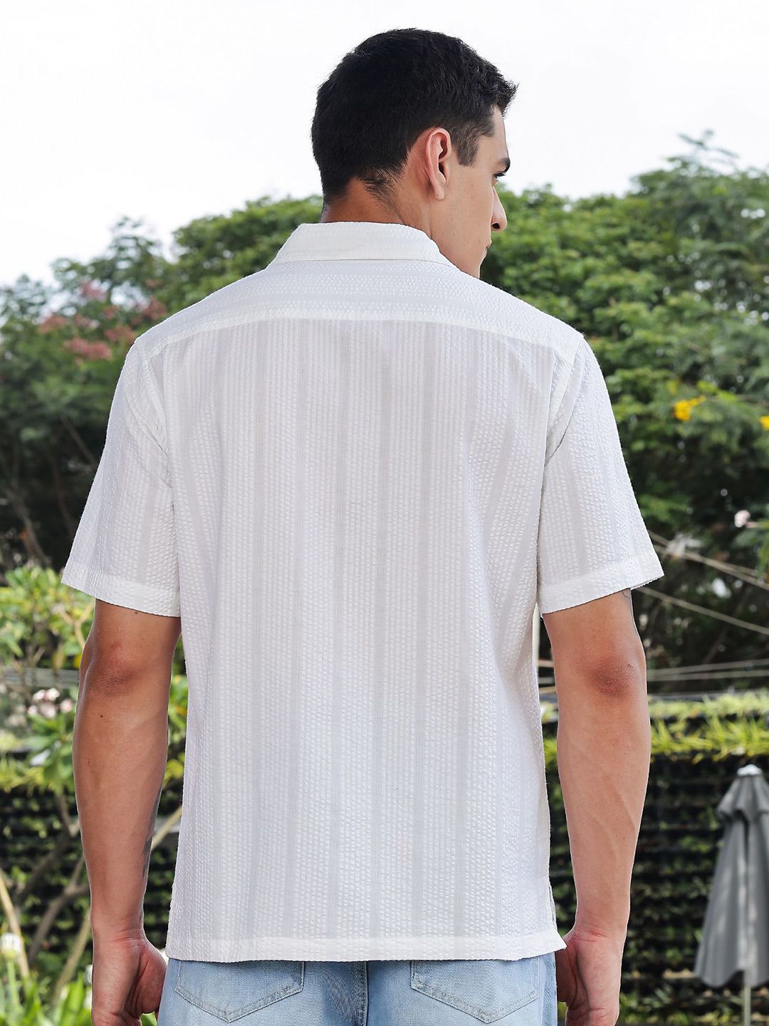 Thomas Scott Men's Premium Seersucker Cotton Casual Shirt