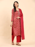 Mamicha Women Floral Printed Regular Pure Cotton Kurta with Palazzos & With Dupatta