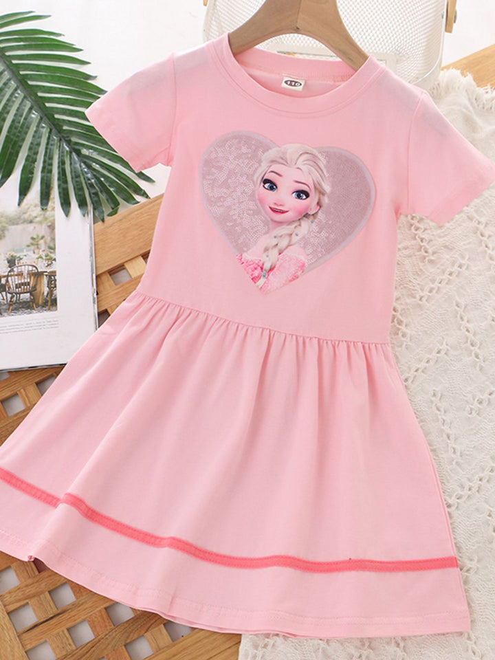 YK Girls Printed Fit & Flare Dress