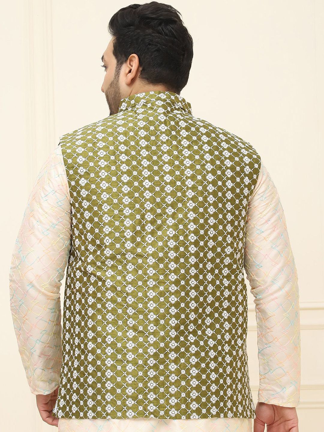 SOJANYA PLUS Jaket Sulam Lelaki Nehru Plus Size